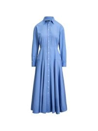 Polo Ralph Lauren Pinstripe Midi Dress Blue at Farfetch